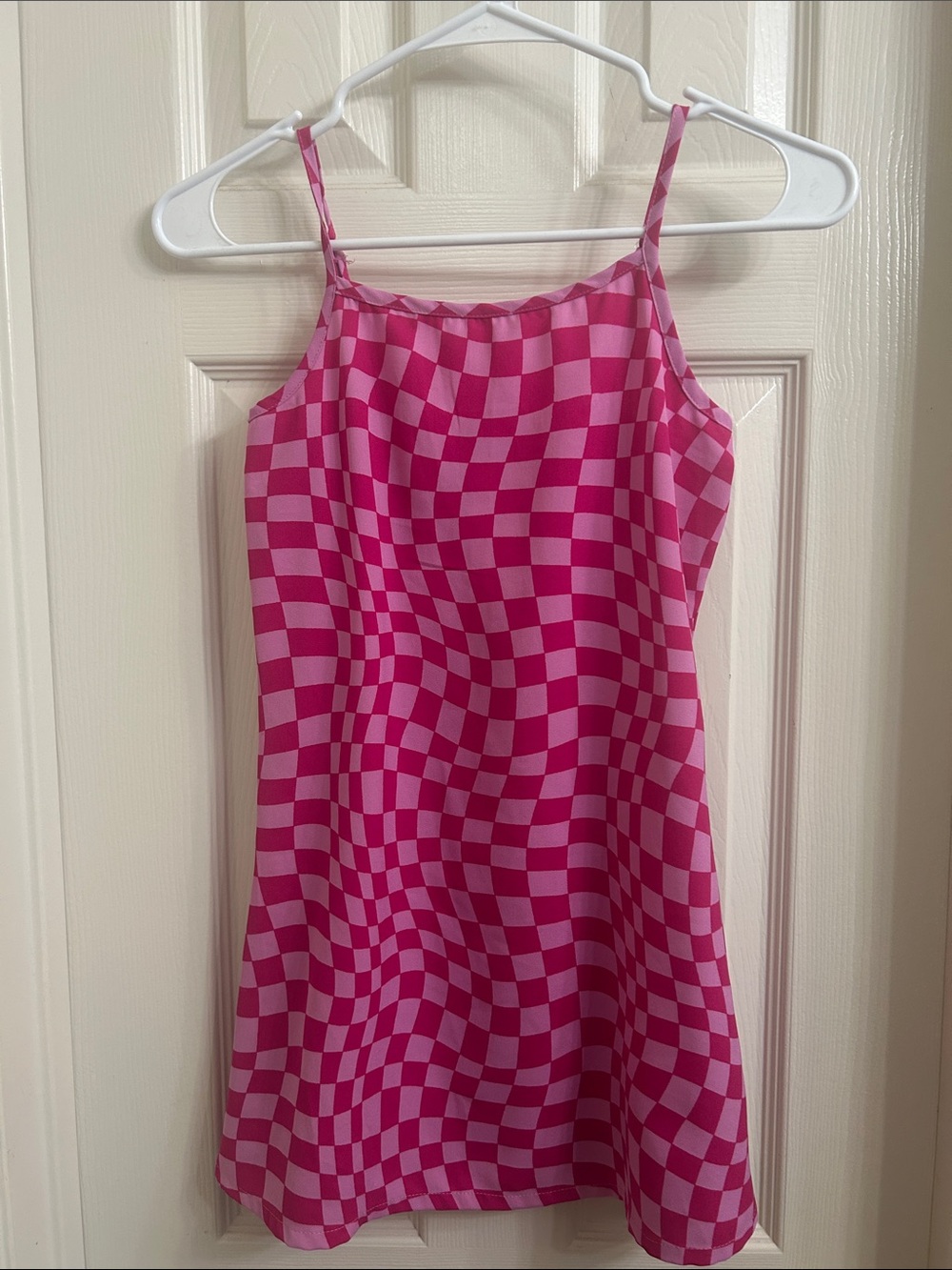 Steve Madden Pink Checkerboard Spaghetti Strap Dress